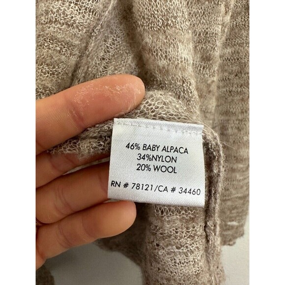 Eileen Fisher Women's Open Front Baby Alpaca Waterfall Cardigan Beige Size Large - Picture 5 of 8